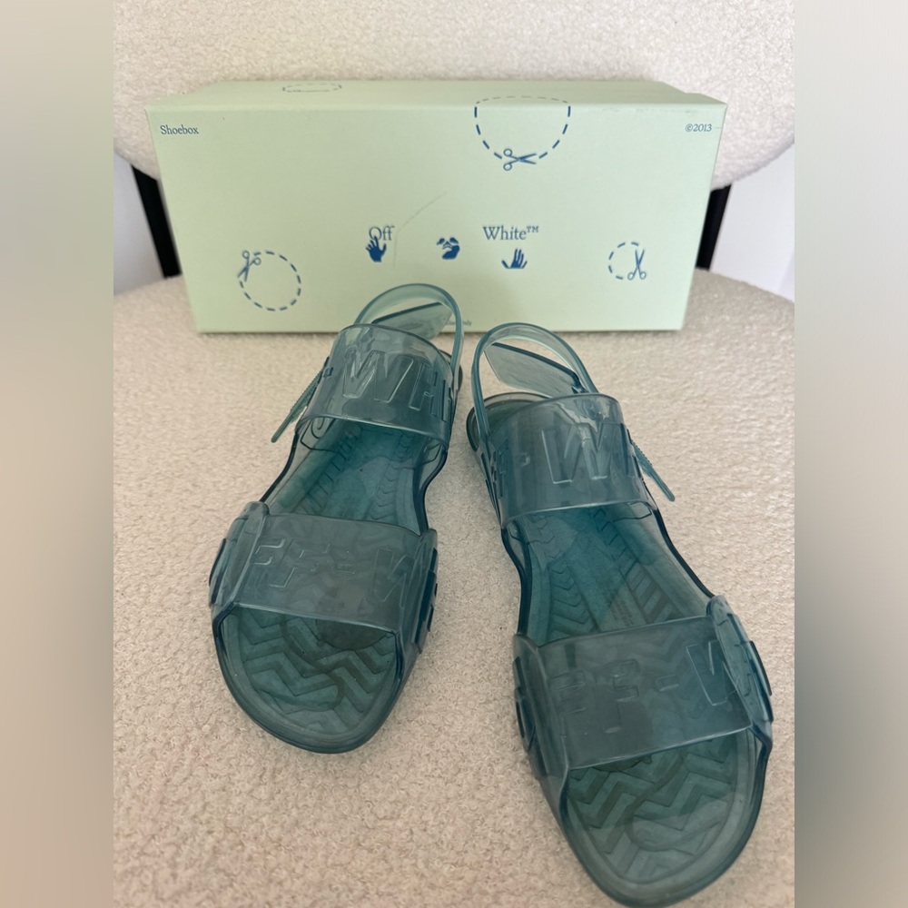 Blue off white sandals